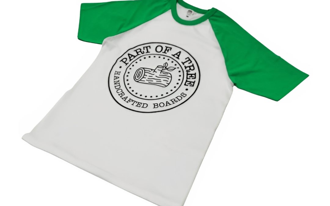 Short Sleeve Raglan T-Shirt, Stump Logo, White/Green