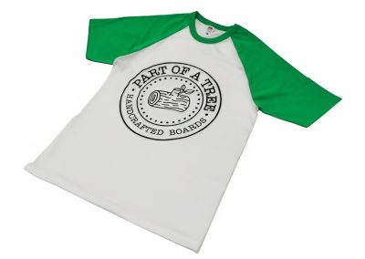 Short Sleeve Raglan T-Shirt, Stump Logo, White/Green